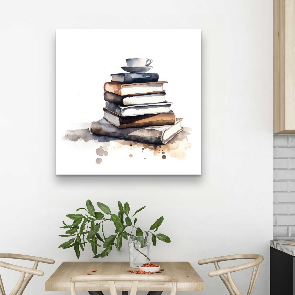 C1RC3232L8D96N 32 x 32 in. Caffeinated Books - Illustrative Bedroom Canvas