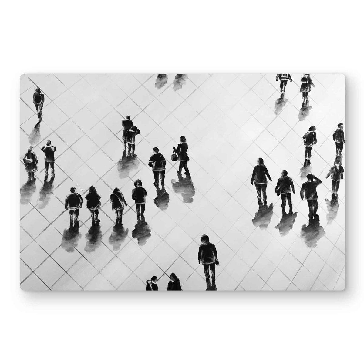 C1MP2436WZYIQH 24 x 36 in. Overhead View of People on the Street Wall Art - Monochrome Metal Print