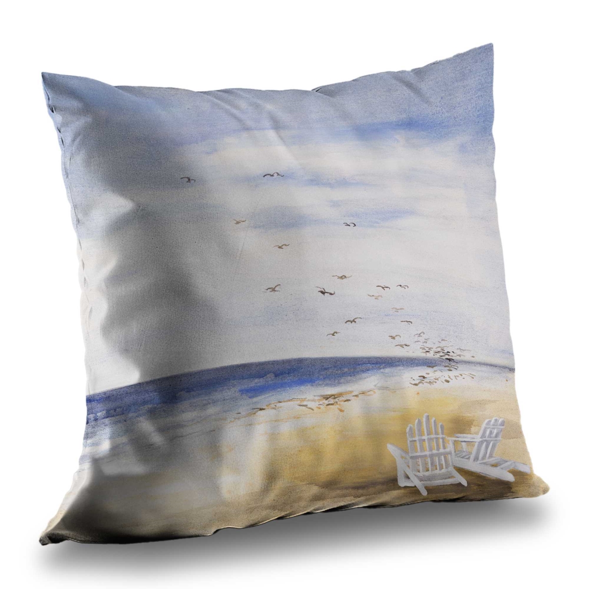 C1PC14145RMXL7 14 x 14 in. Day at the Beach - Blue Illustrative Poly Twill Throw