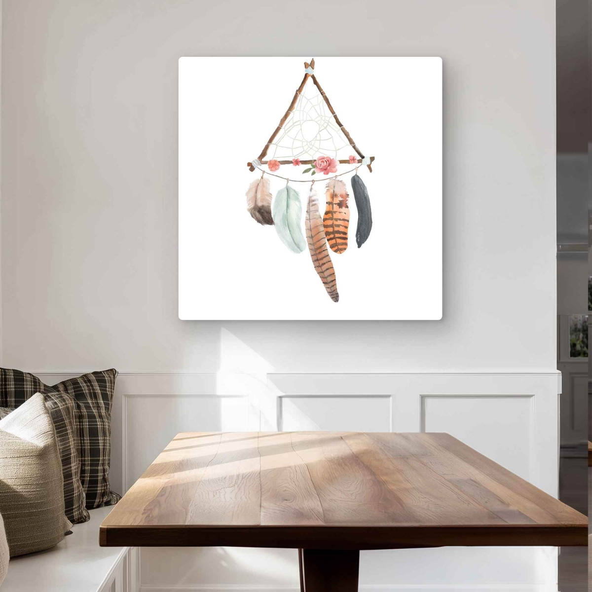 C1MP3232JV4S4U 32 x 32 in. Triangular Dream Catcher - Pink Metal Print Wall Art for Home Decor