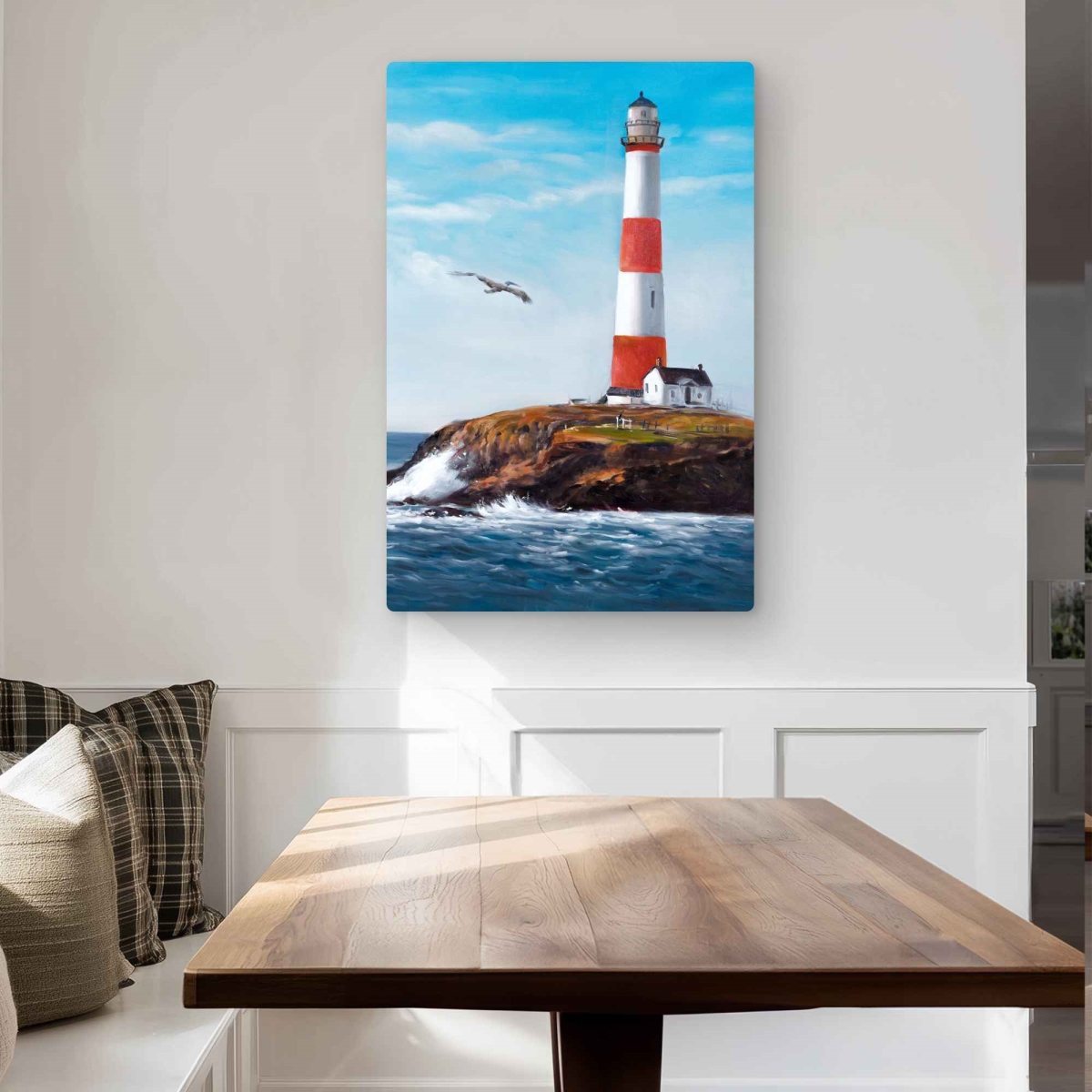 C1MP2436VTU6II 24 x 36 in. Lighthouse at the Edge of the Sea Wall Art - Marine White Metal Print