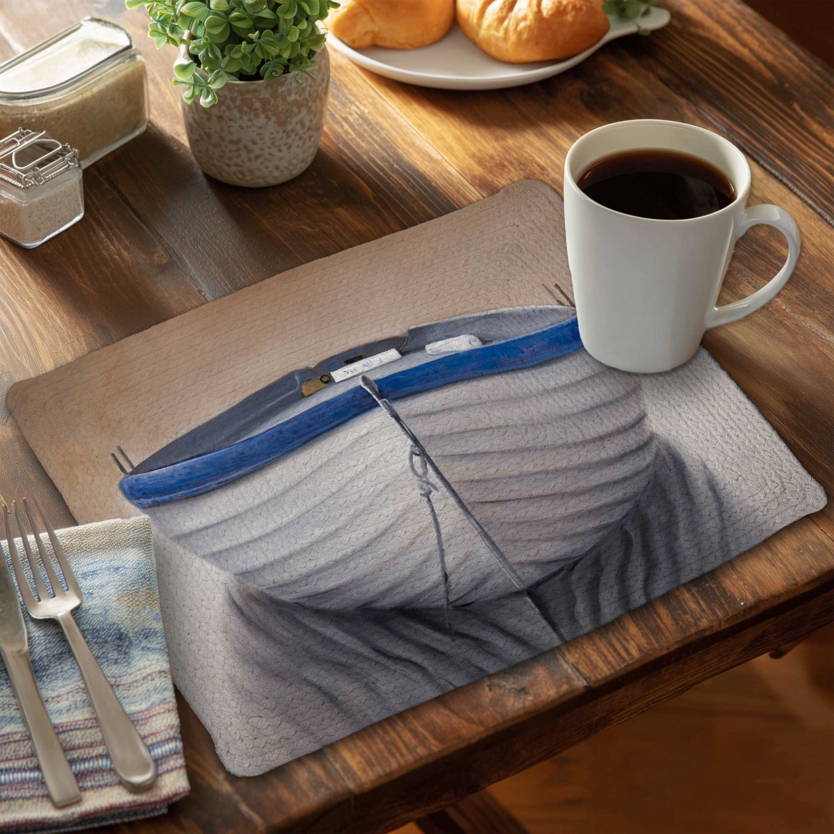 Picture of Begin Home Decor C6BP14185MBOAV 14 x 18 in. Canoe Boat Braided Polyester Placemat for Home Decor - Set of 6