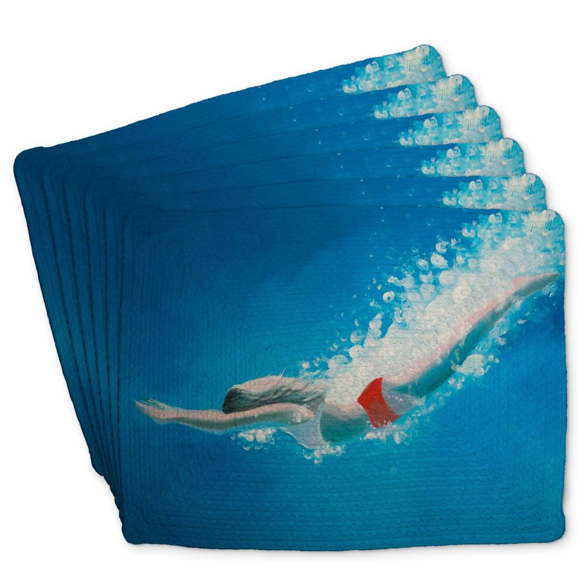Picture of Begin Home Decor C6BP141880E2OA 14 x 18 in. Diving Jump Braided Polyester Placemat for Home Decor - Set of 6