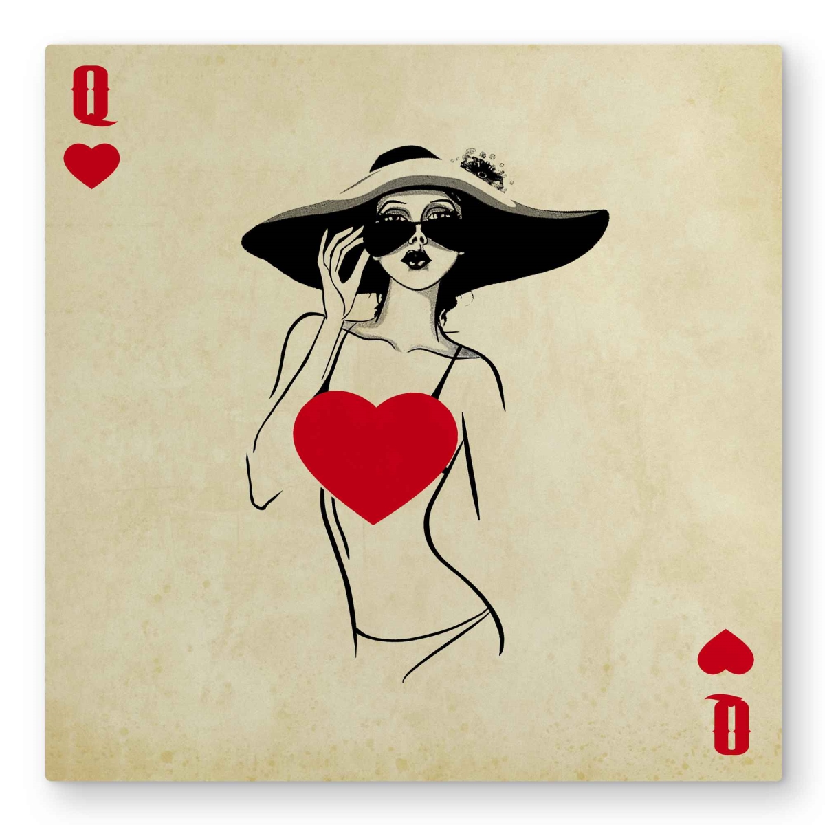 C1MP32329XUBIB 32 x 32 in. Queen of Hearts - Man Cave Woman Metal Print Wall Art for Home Decor