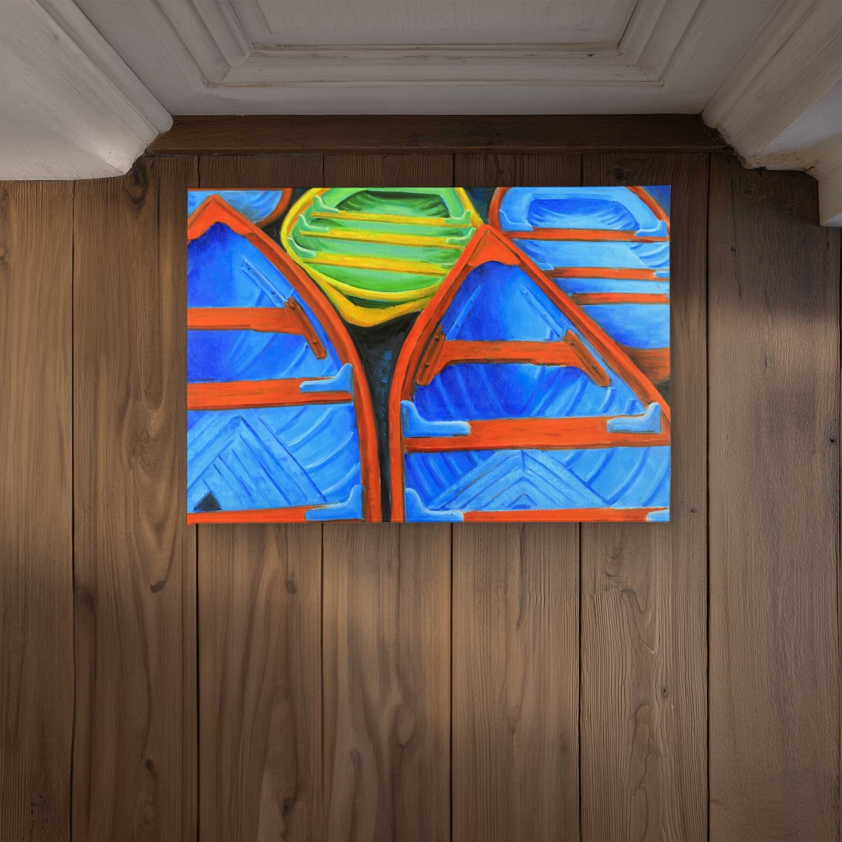 CODM1724YAB25G 17 x 24 in. Colorful Canoes - Coastal Boat Indoor & Outdoor Door Mat
