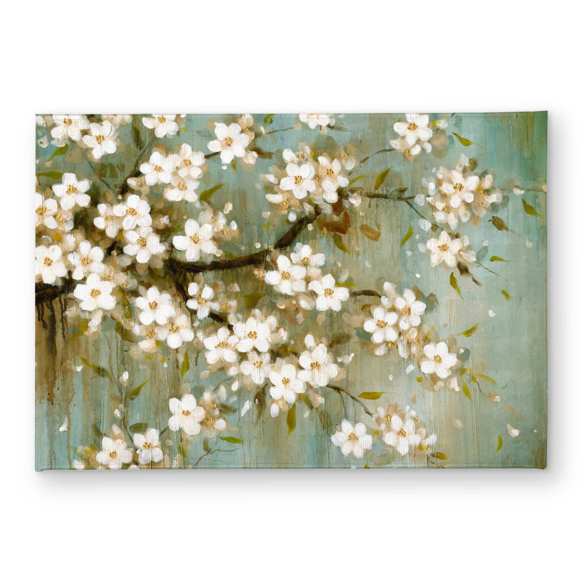 CODM1724YOFP1N 17 x 24 in. White Cherry Blossom Turquoise Door Mat - Romantic Decor