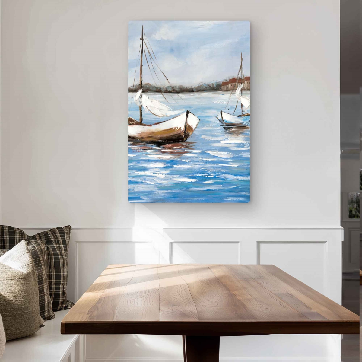 C1MP2436NLVH93 24 x 36 in. Two Boats on the Water Wall Art - Waves Contemporary Metal Print
