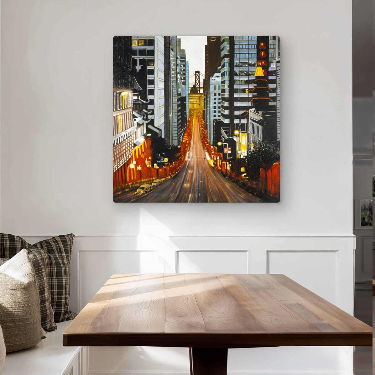 C1MP323254NC2H 32 x 32 in. San Francisco by Night Wall Art - Street Scenery Metal Print Decor