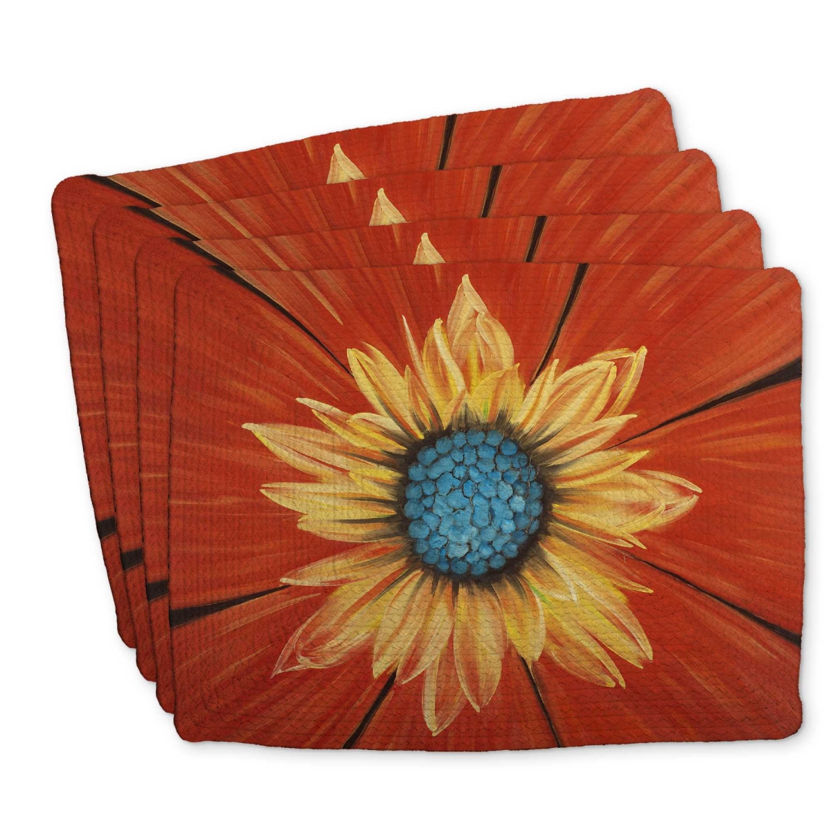 Picture of Begin Home Decor C4BP1418WKDIQH 14 x 18 in. Flower Middle - Braided Polyester Placemats for Home Decor - Set of 4
