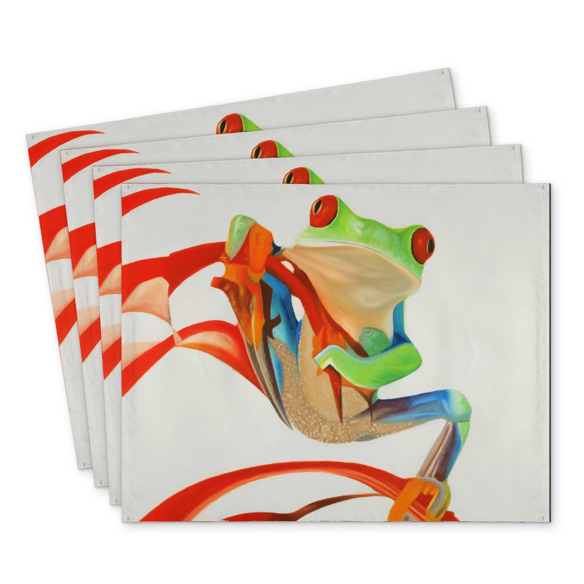 Picture of Begin Home Decor C4PP14180QIMU5 14 x 18 in. Red-Eyed Frog Polyester Placemat - Unique Home Decor Accent - Set of 4