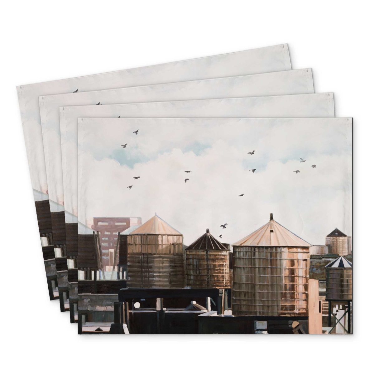 Picture of Begin Home Decor C4PP14182OD7G2 14 x 18 in. Water Towers Polyester Placemat - Stylish Decor Accessory - Set of 4