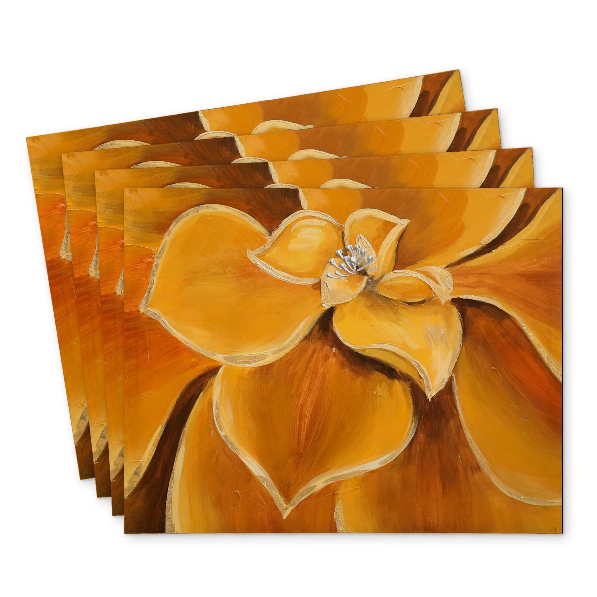 Picture of Begin Home Decor C4PP14186IZ2CF 14 x 18 in. Orange Flower Closeup Polyester Placemat - Home Decor Accent - Set of 4