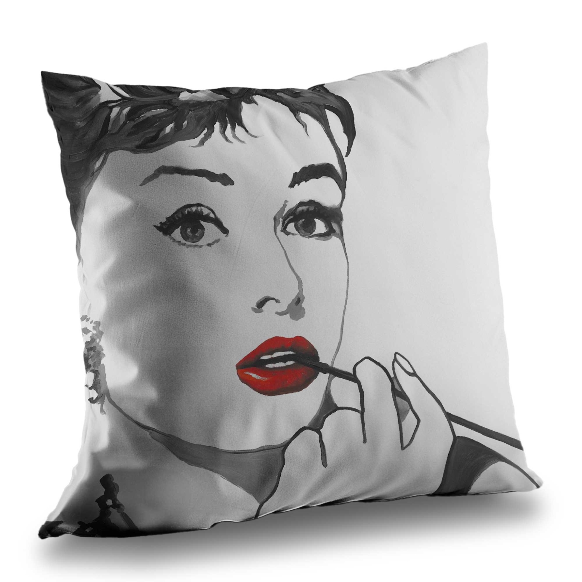 C1PC1414TDFYI6 14 x 14 in. Audrey Hepburn Outline Style Throw - Pop Art Poly Twill