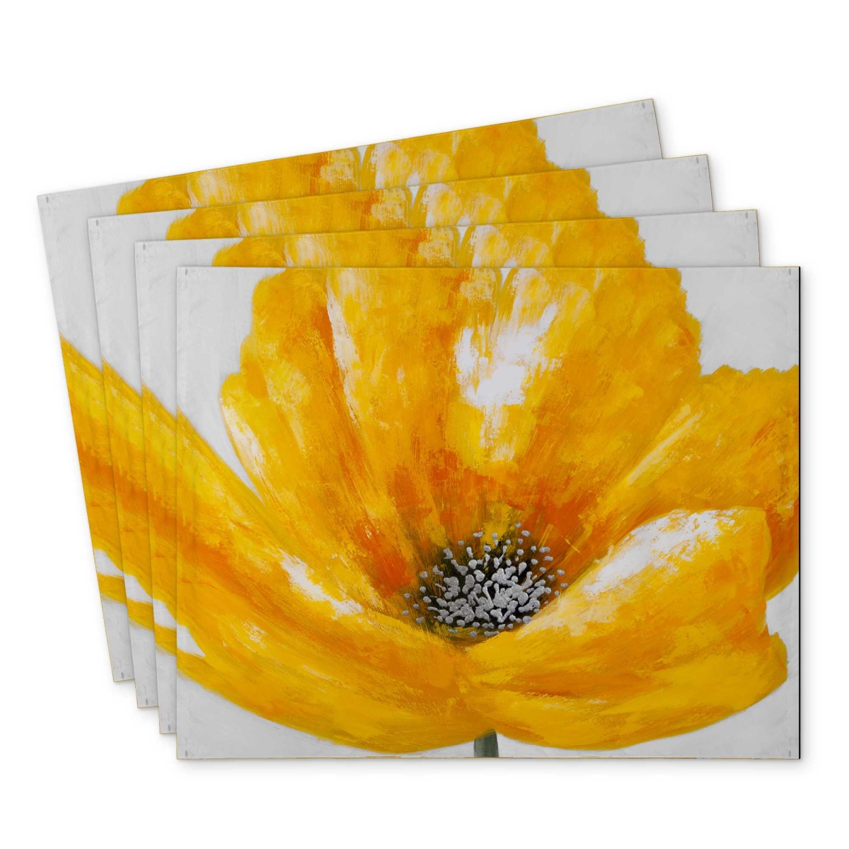 Picture of Begin Home Decor C4PP141894JAZ0 14 x 18 in. Beautiful Yellow Flower Polyester Placemat - Decor Accent - Set of 4