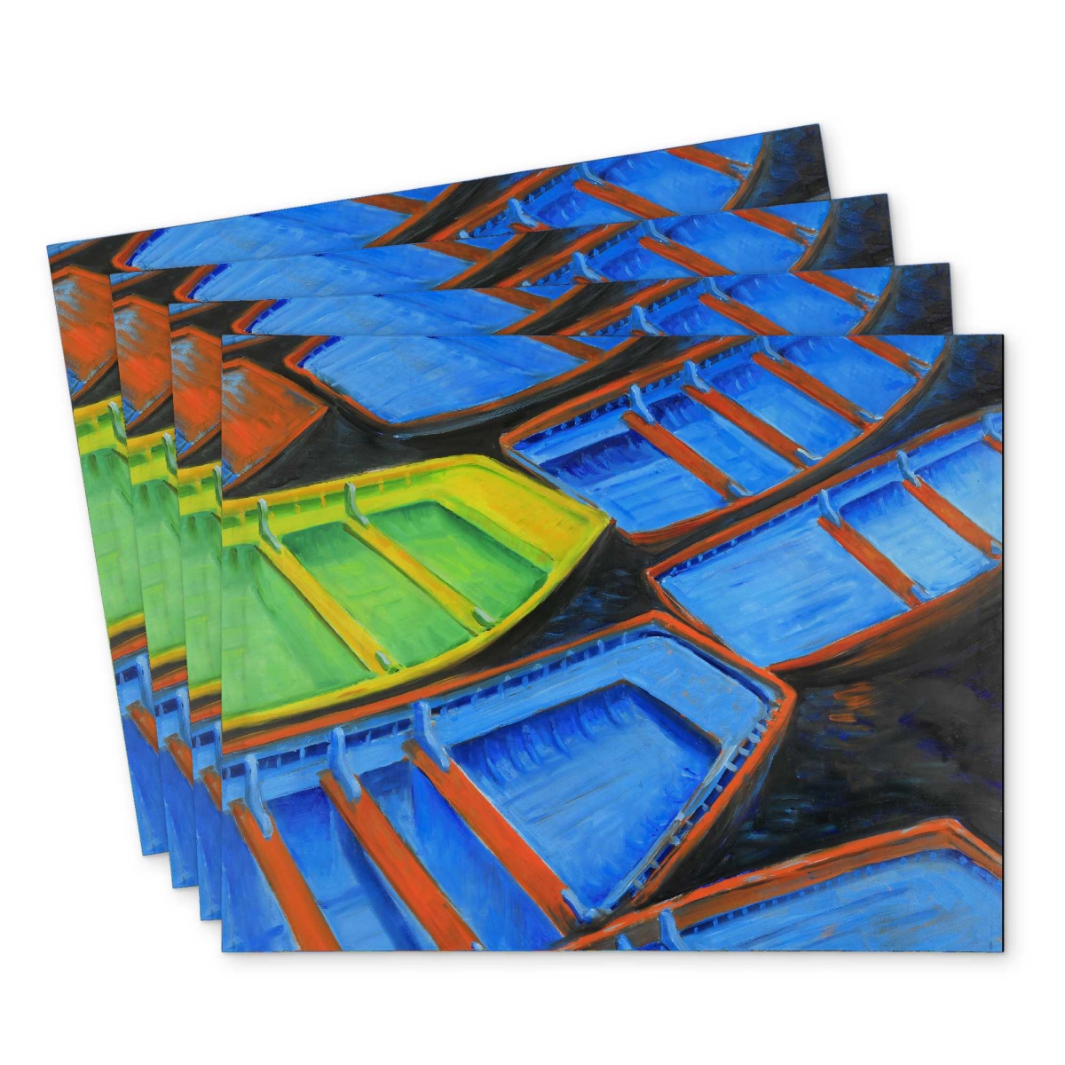 Picture of Begin Home Decor C4PP1418AOG741 14 x 18 in. Small Canoes Polyester Placemat - Stylish Design - Set of 4