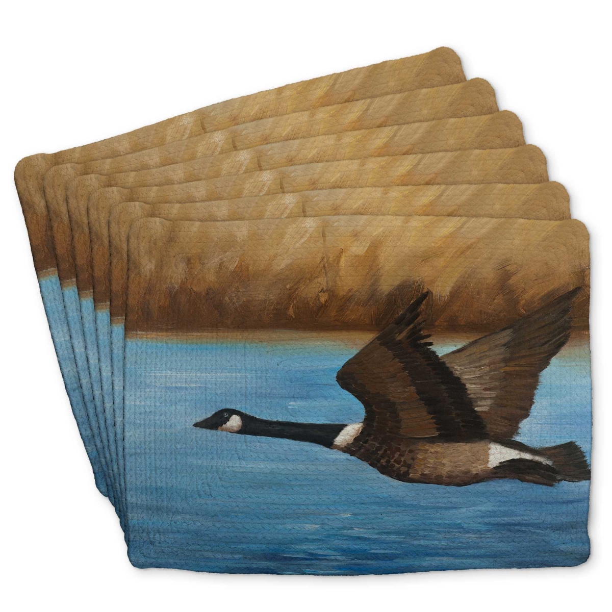 Picture of Begin Home Decor C6BP141862QINB 14 x 18 in. Canada Goose Braided Polyester Placemat for Home Decor - Set of 6