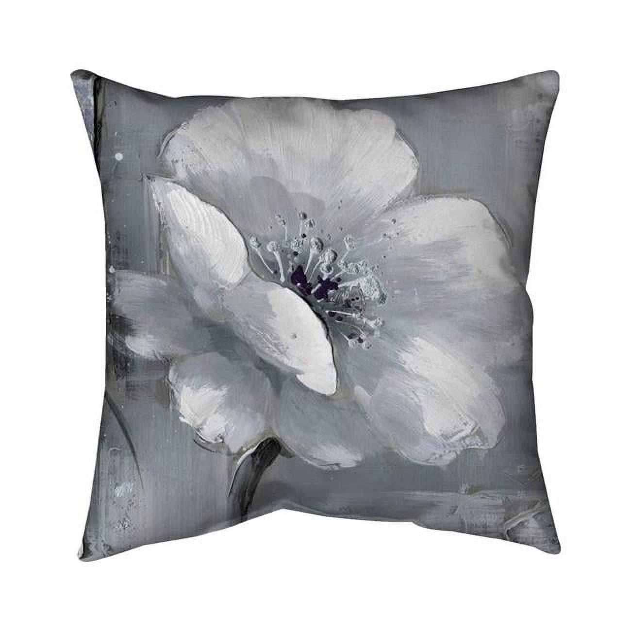 26 x 26 in. Grey & White Flowers-Double Sided Print Indoor Pillow