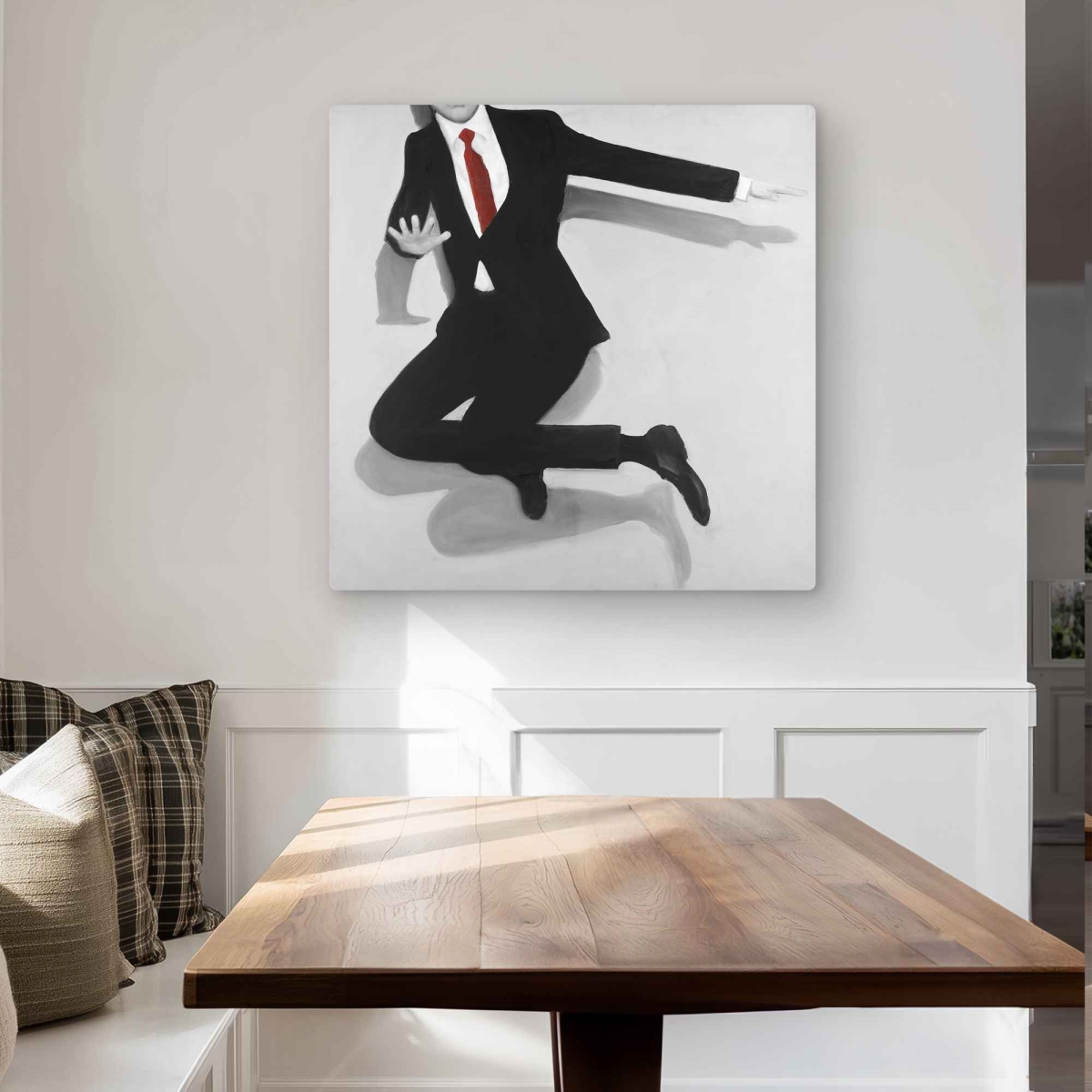 C1MP3232TZAMJC 32 x 32 in. Classical Jumping Man - Figurative Metal Print Wall Art for Living Room