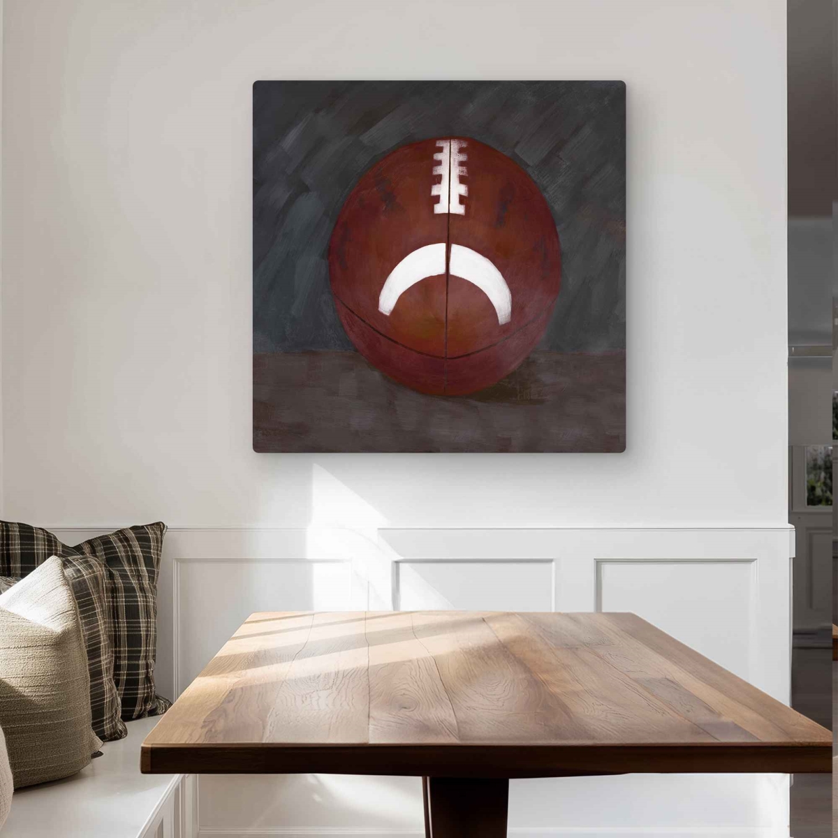 C1MP3232NCZ8XN 32 x 32 in. Football Ball - Still Life Metal Print Wall Art for Man Cave Decor