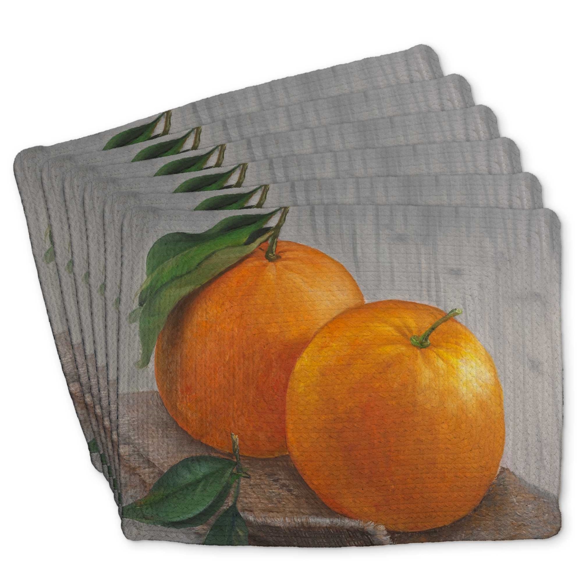 Picture of Begin Home Decor C6BP1418HGB7XG 14 x 18 in. Two Oranges Braided Polyester Placemat for Home Decor - Set of 6