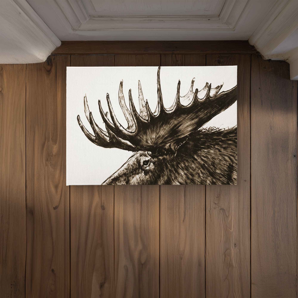 CODM1724080P7B 17 x 24 in. Moose Plume Sepia Door Mat - Rustic Holiday Home Decor