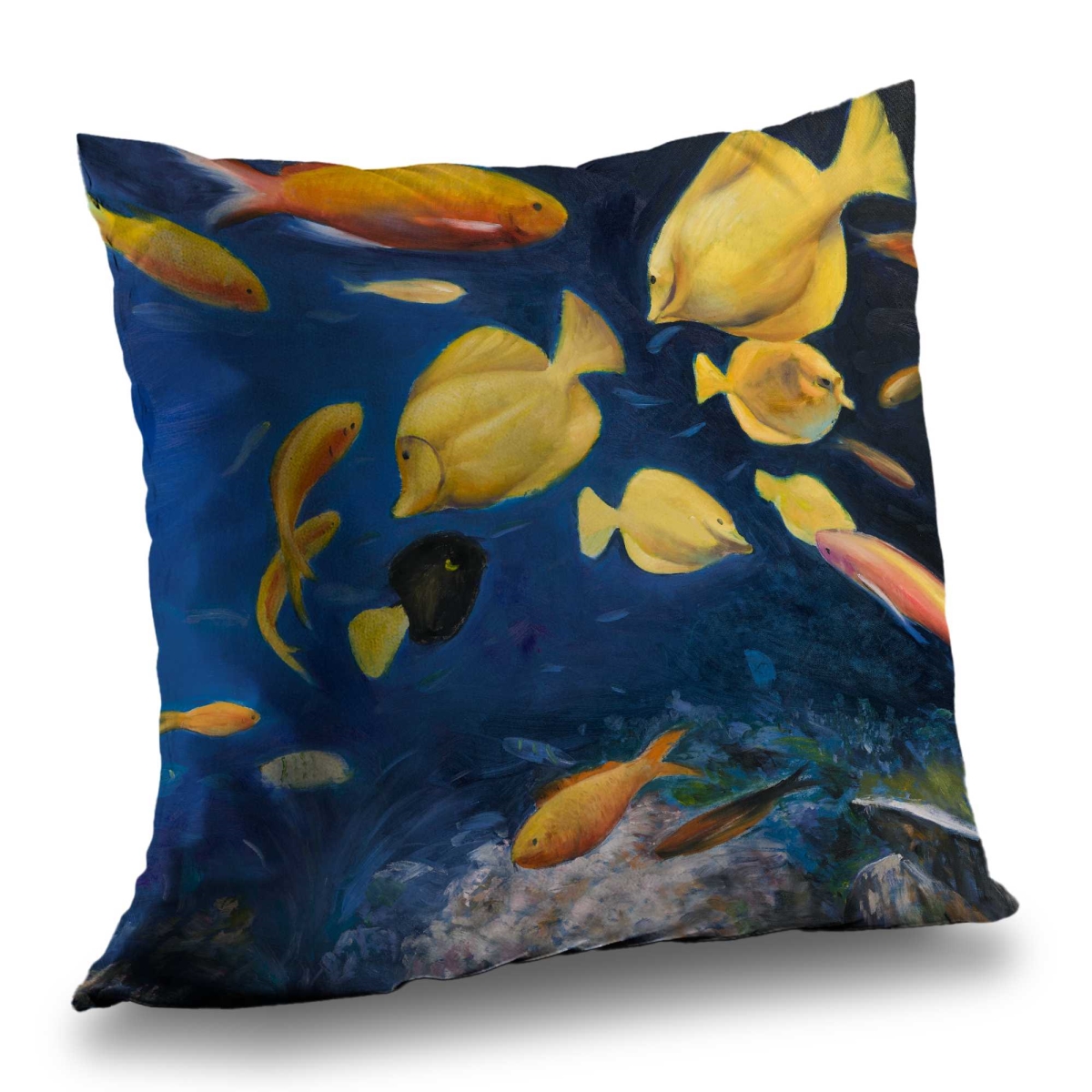 C1PC14144F21ID 14 x 14 in. Fish Under The Sea - Aquatic Animals Poly Twill Throw