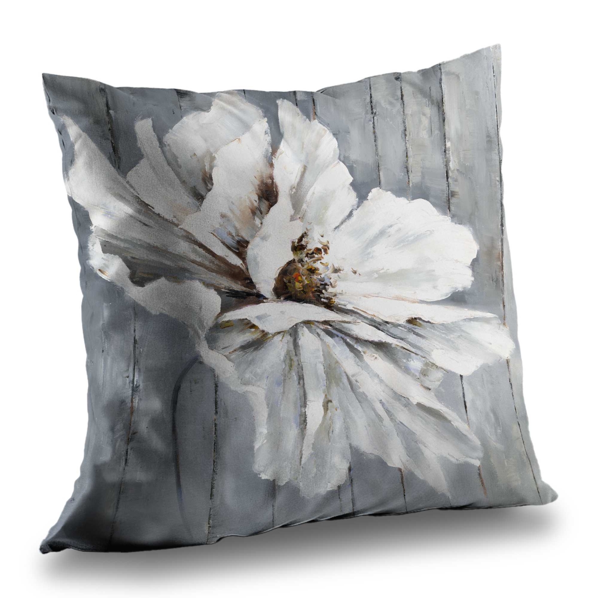 C1PC1414541OIS 14 x 14 in. Flower on Wood - Floral Poly Twill Throw for Home Decor