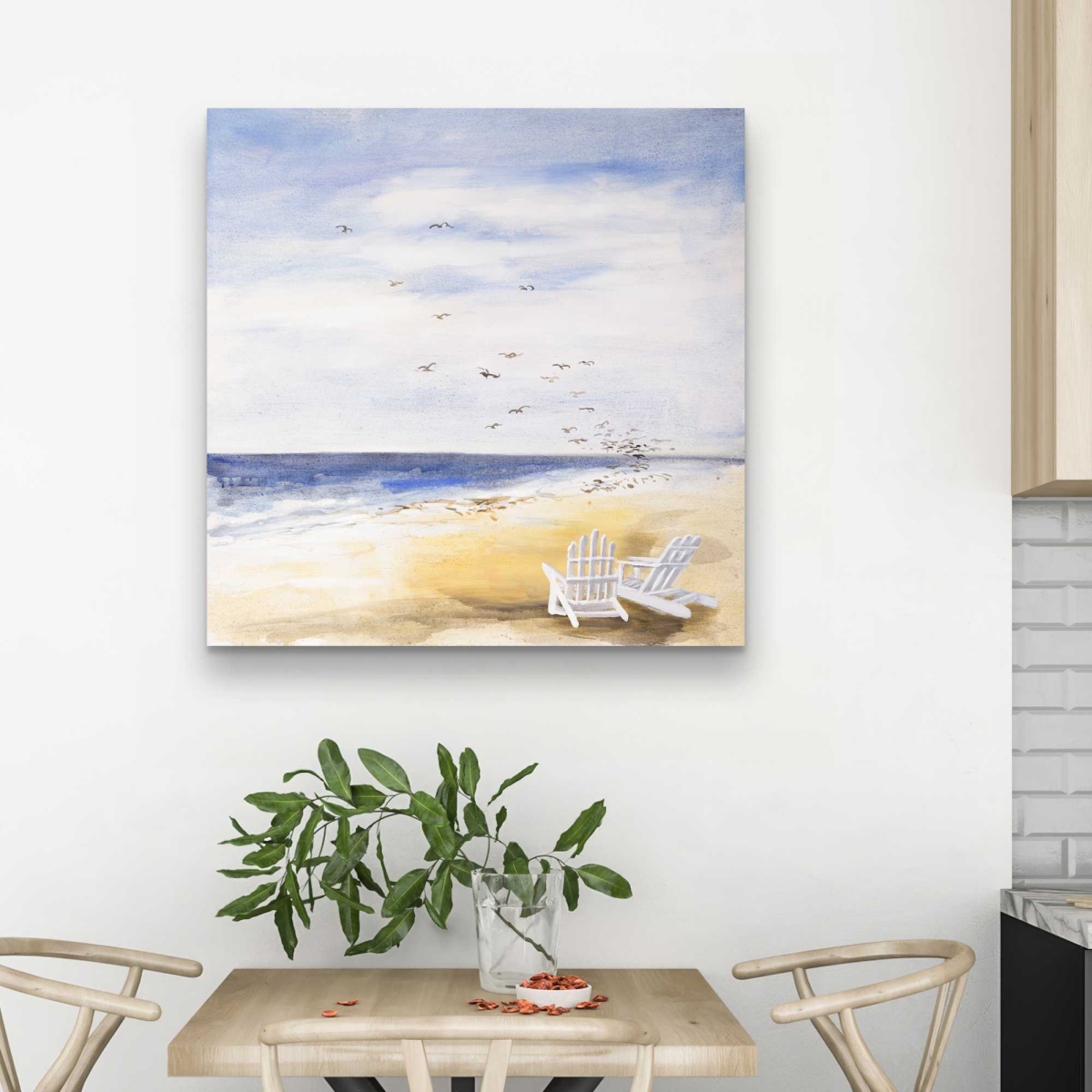 C1RC323201SX84 32 x 32 in. Day at the Beach - Coastal Waves Canvas for Home Decor