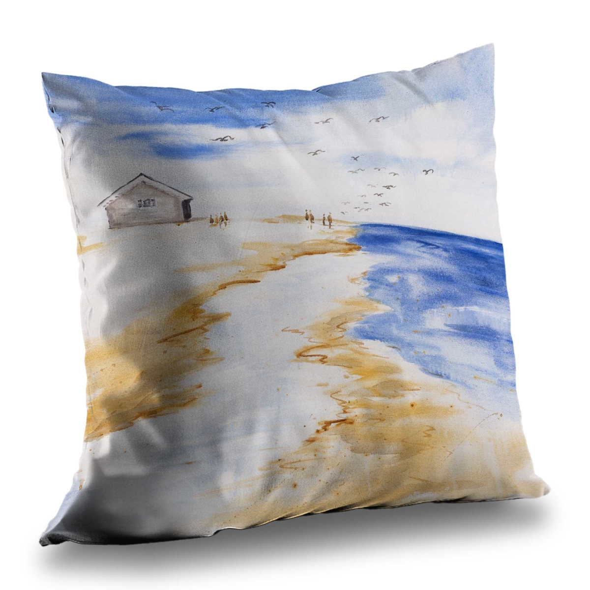 C1PC1414TGX2ST 14 x 14 in. House on the Beach - Marine Beige Poly Twill Throw for Decor