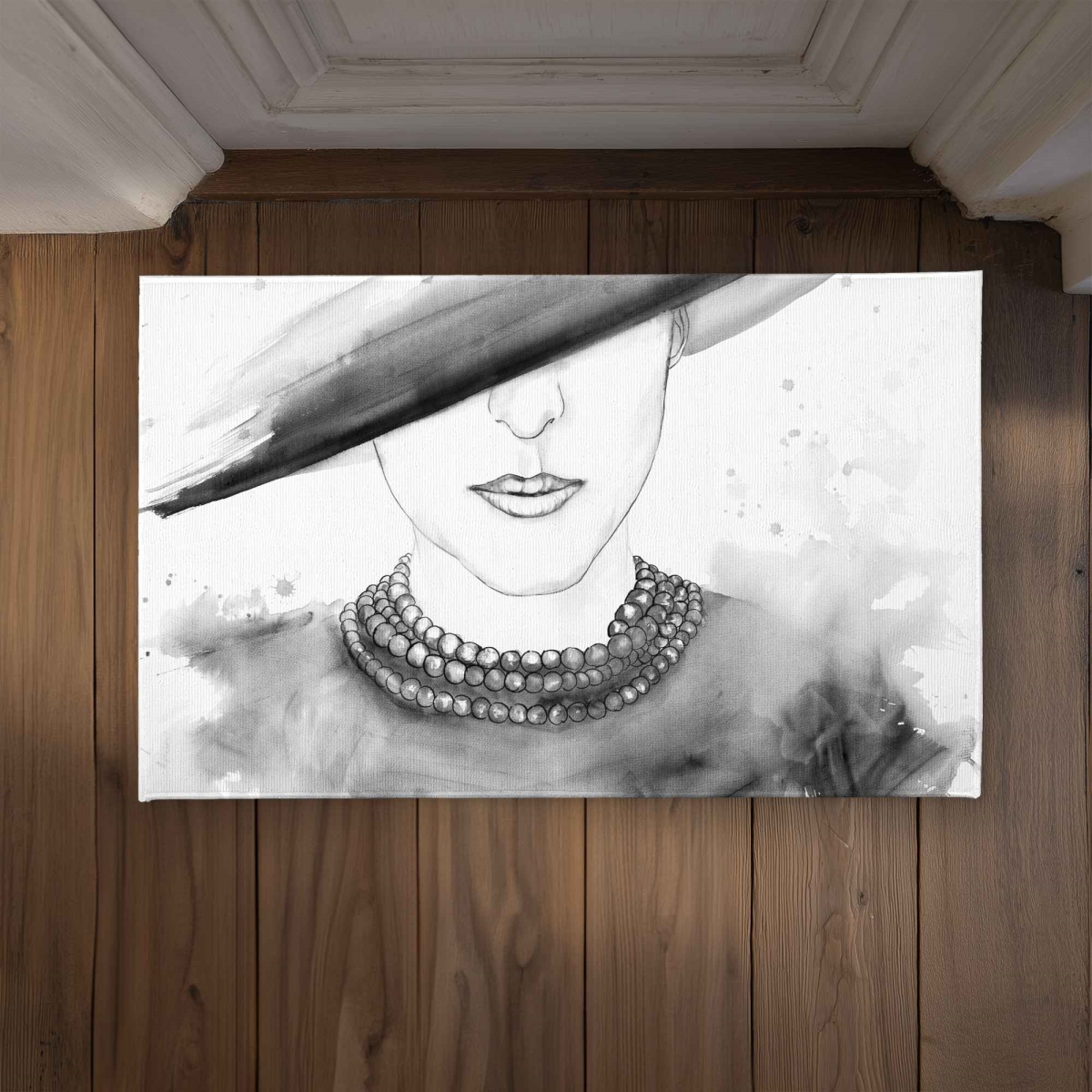 CODM2134U5J4FB 21 x 34 in. Mysterious Lady with A Hat Door Mat - Stylish Home Decor