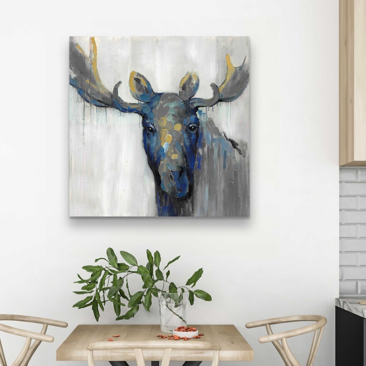 C1RC3232XFIJW1 32 x 32 in. Blue Moose - Rustic Classic Blue Canvas for Home Decor