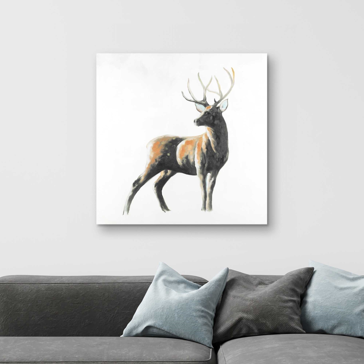 C1RC3232B1H6RP 32 x 32 in. Abstract Deer - Rustic Brown Canvas for Home Decor