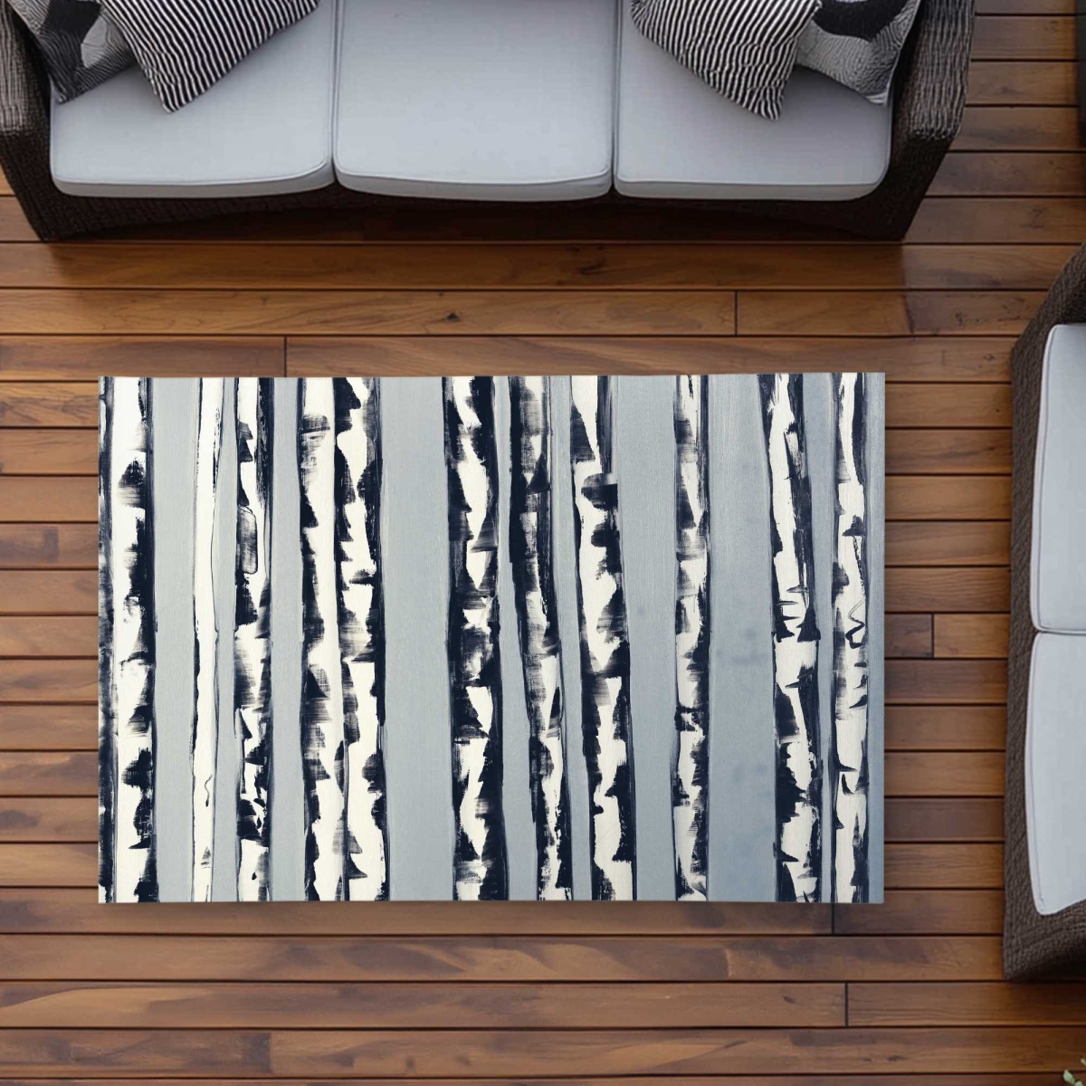 C1ROAR35P3YP8G 3 x 5 ft. Small Birch Trees - Office Landscapes Outdoor Rectangle Area Rug