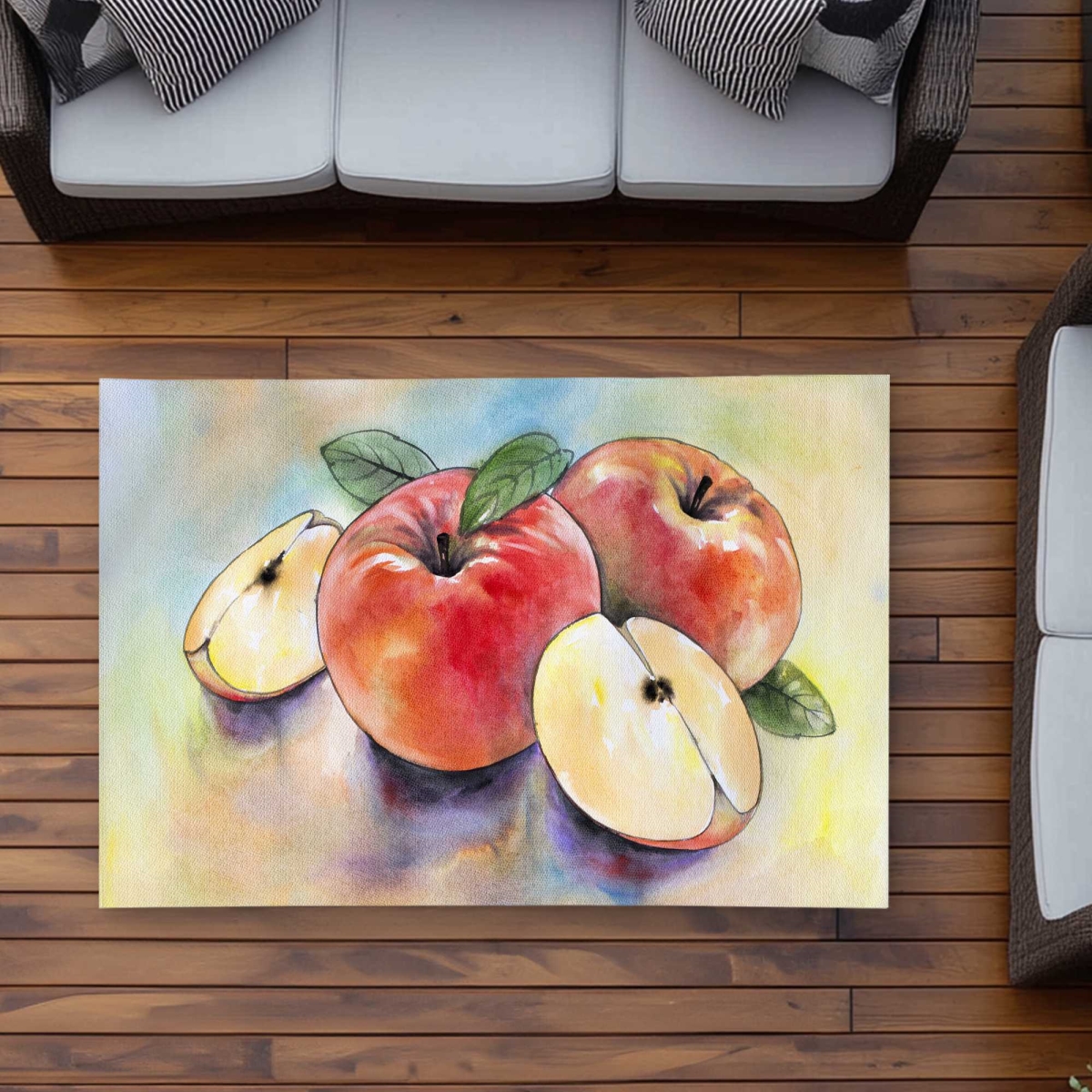 C1ROAR35QOH6HB 3 x 5 ft. Apple Harvest Kitchen Illustrative Outdoor Rectangle Area Rug - Decor