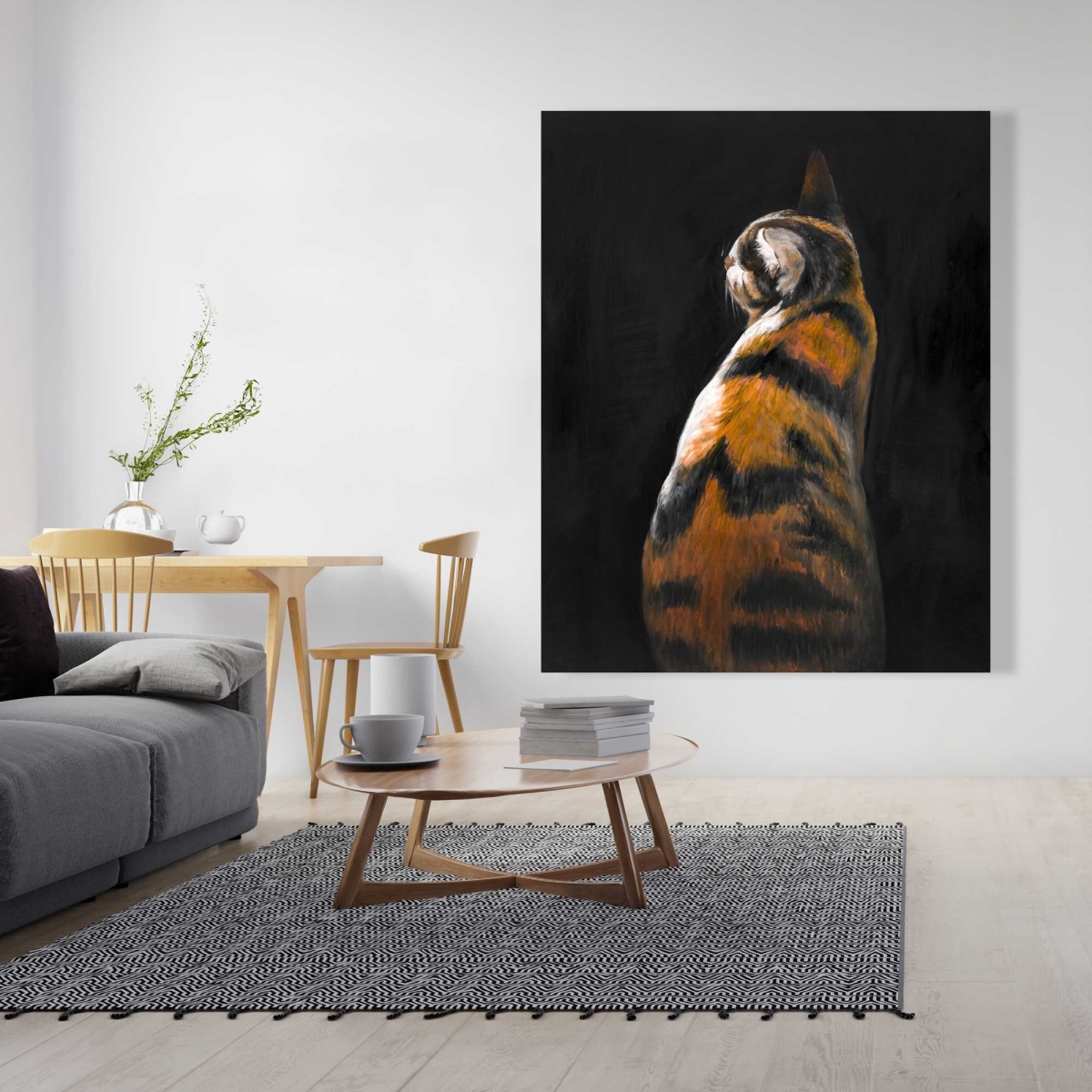 C1RC4860COEX92 48 x 60 in. Spotted Cat - Orange Modern Canvas - Art Print