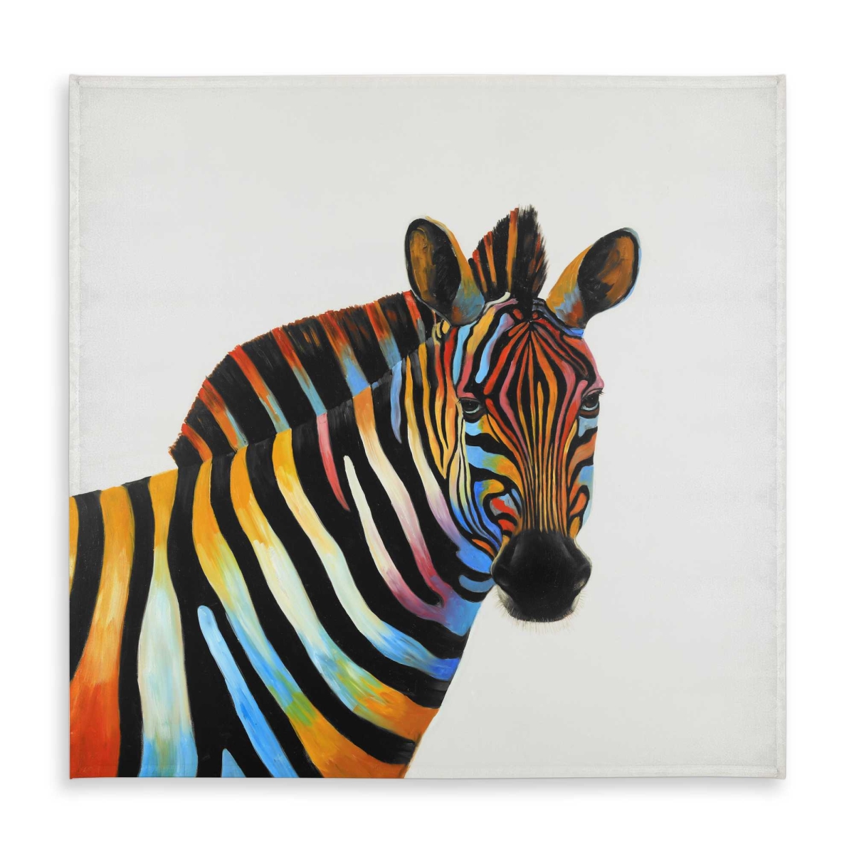 Picture of Begin Home Decor C1TC5858GKC4LX 58 x 58 in. Colorful Zebra Profile View Tablecloth - Exotic Animals