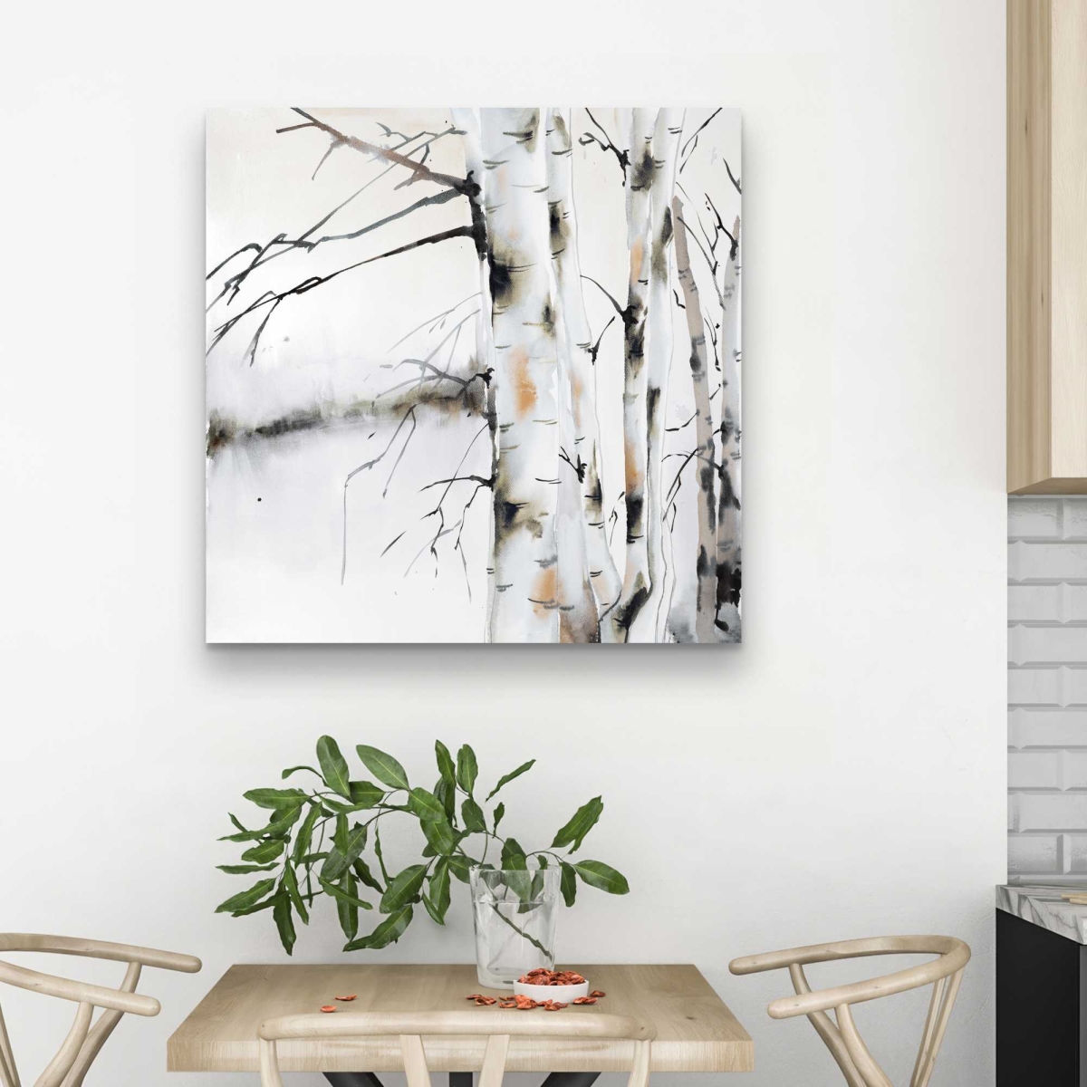 C1RC3232HD03VS 32 x 32 in. Winter Birches - Minimalist Trees Canvas for Home Decor