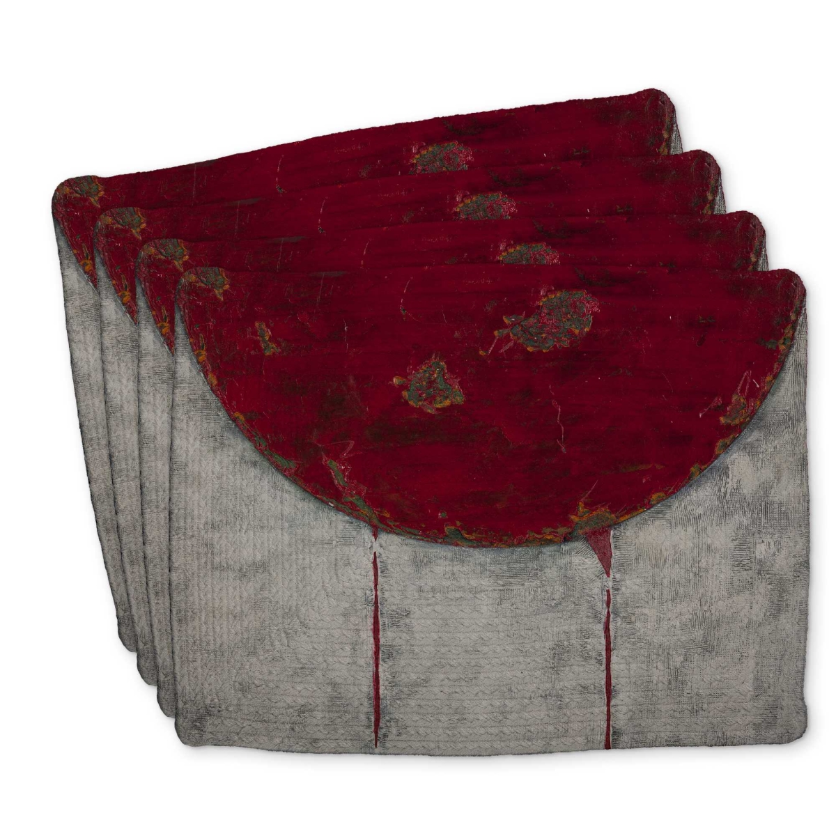 Picture of Begin Home Decor C4BP1418L1JCT1 14 x 18 in. Red Half Circle Braided Polyester Placemat for Home Decor - Set of 4