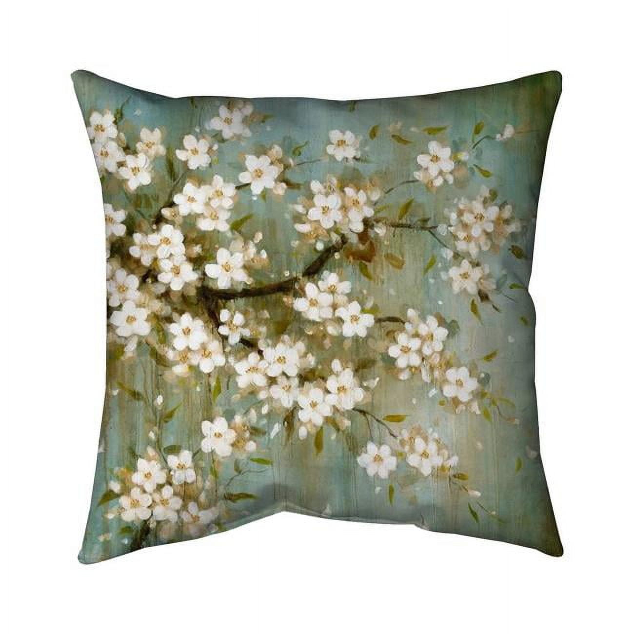 26 x 26 in. White Cherry Blossom-Double Sided Print Indoor Pillow