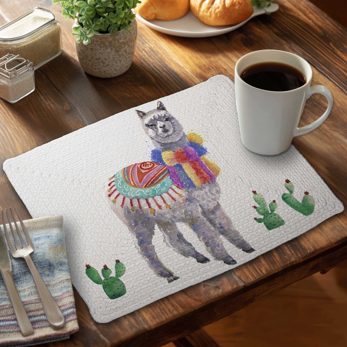 Picture of Begin Home Decor C4BP1418SR77PQ 14 x 18 in. Traditional Peruvian Lama Braided Polyester Placemat - Decor - Set of 4