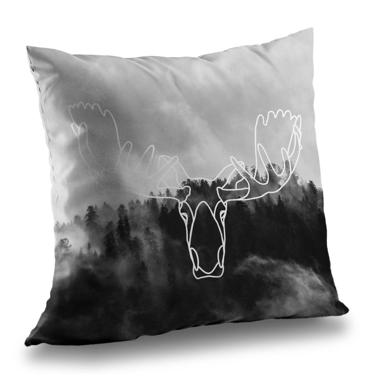 C1PC1414JP52TZ 14 x 14 in. Minimalist Moose Head - Gray Poly Twill Throw for Home Decor