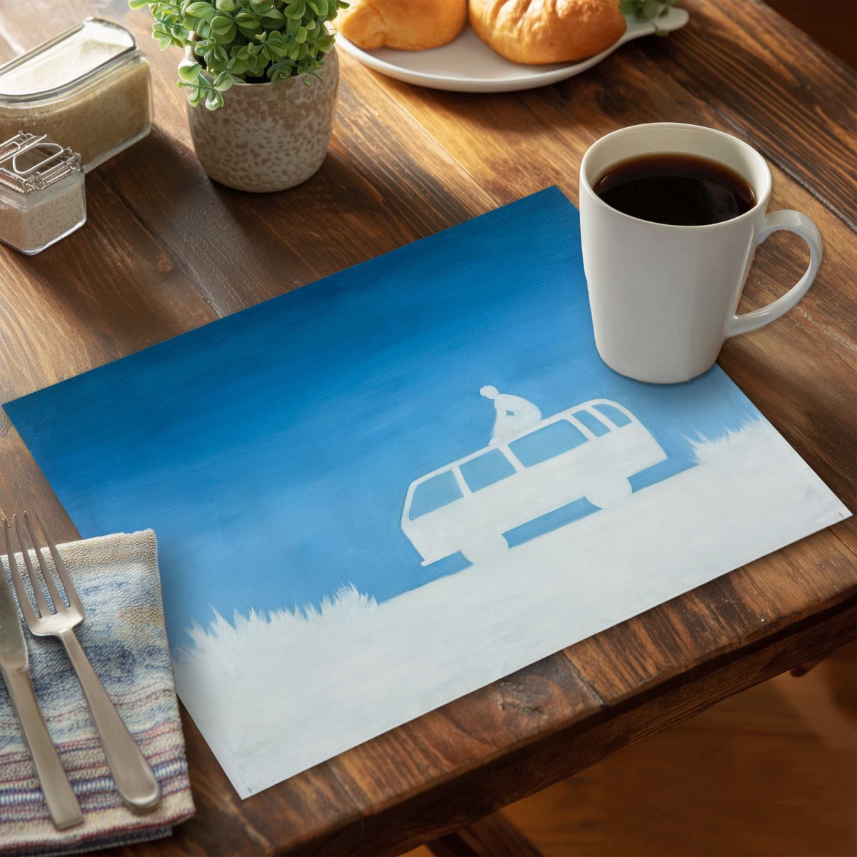 Picture of Begin Home Decor C4PP1418VY91HK 14 x 18 in. Relax Camping Car Polyester Placemat - Home Decor Essential - Set of 4