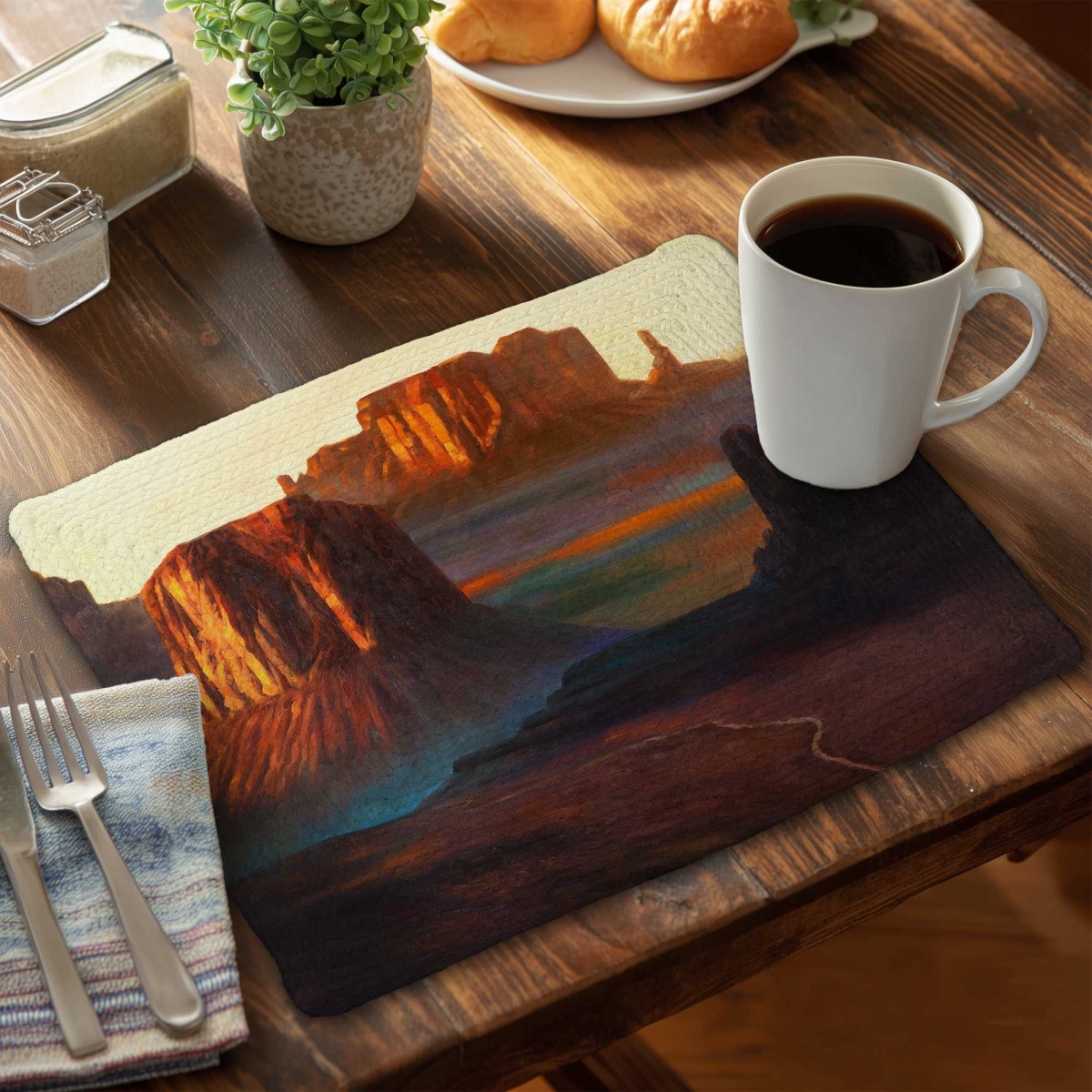 Picture of Begin Home Decor C6BP14181N8IQ8 14 x 18 in. Monument Valley Tribal Park Braided Polyester Placemat - Set of 6