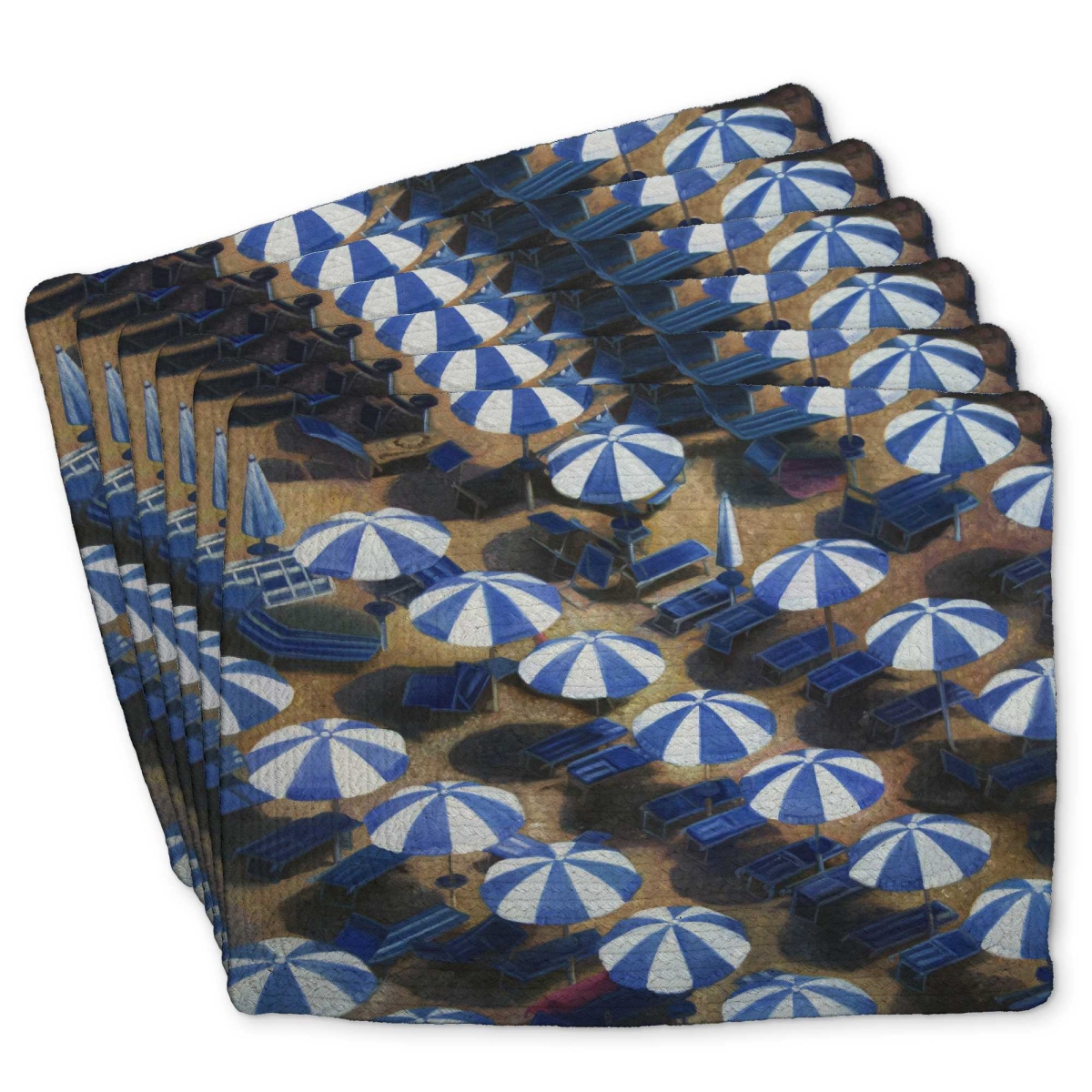 Picture of Begin Home Decor C6BP14183X0I5N 14 x 18 in. Beach Umbrellas - Braided Polyester Placemat for Home Decor - Set of 6