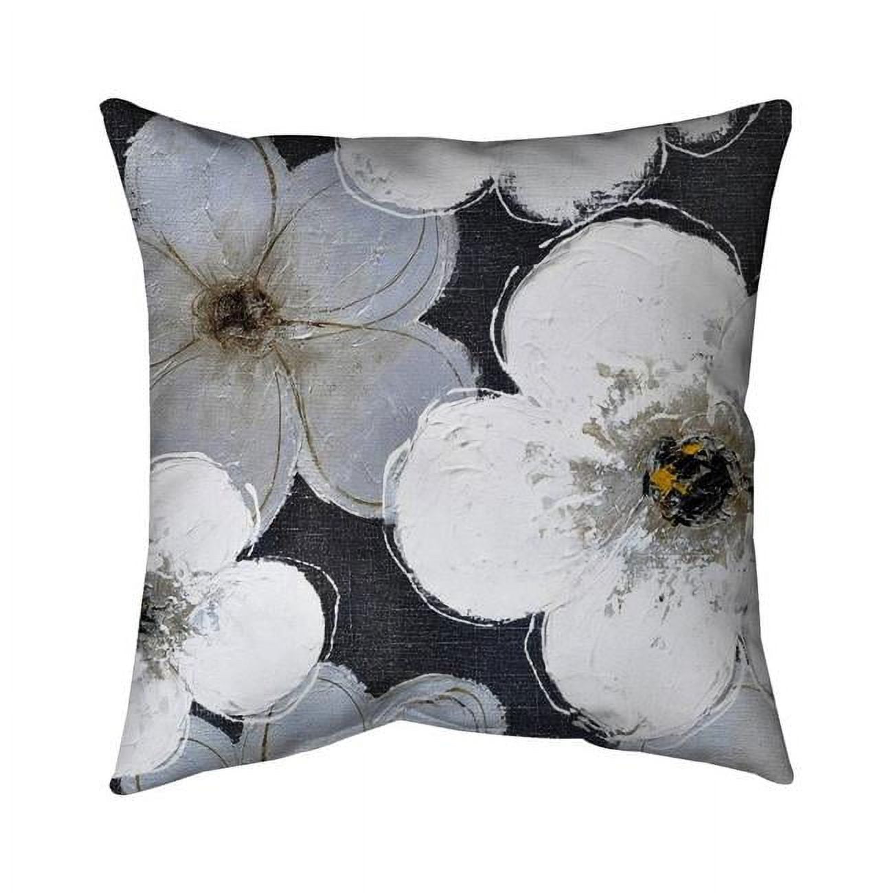 26 x 26 in. Grey Flowers-Double Sided Print Indoor Pillow
