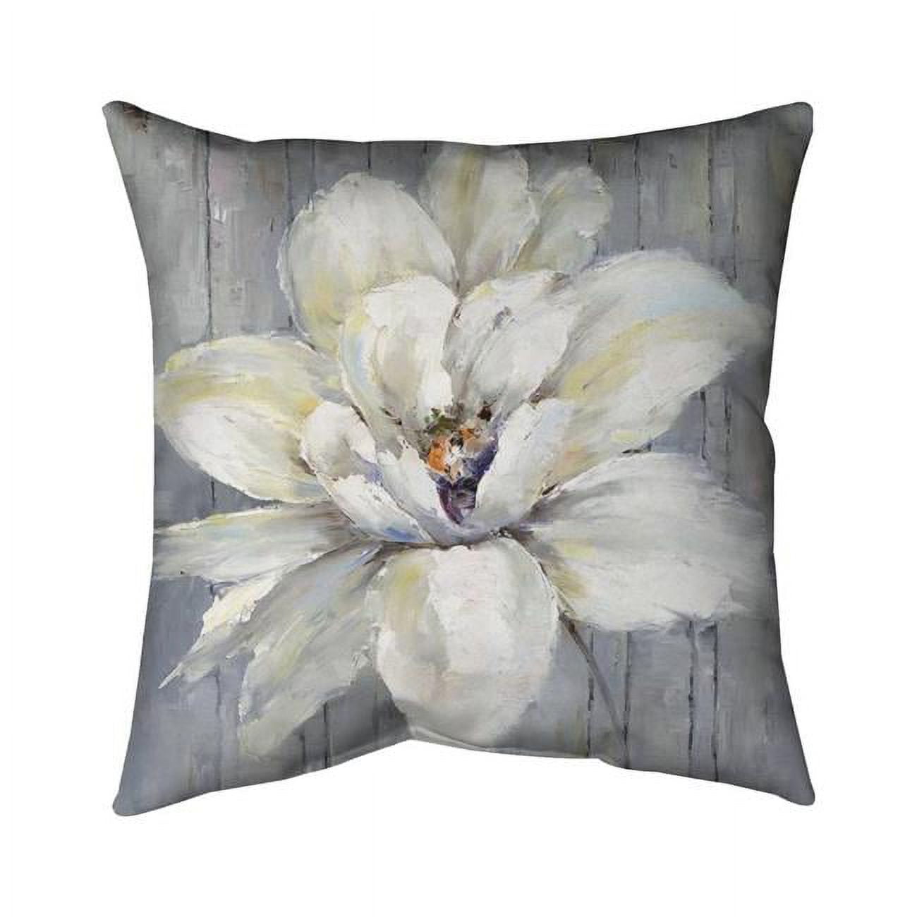 26 x 26 in. White Flower on Wood-Double Sided Print Indoor Pillow