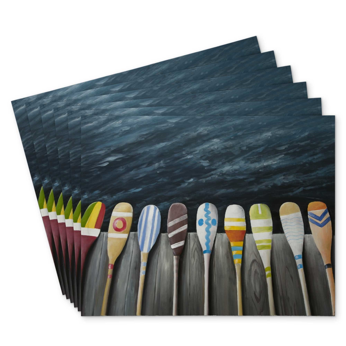 Picture of Begin Home Decor C6PP1418Q2MP4C 14 x 18 in. Colorful Paddles on the Dock - Polyester Placemat for Decor - Set of 6