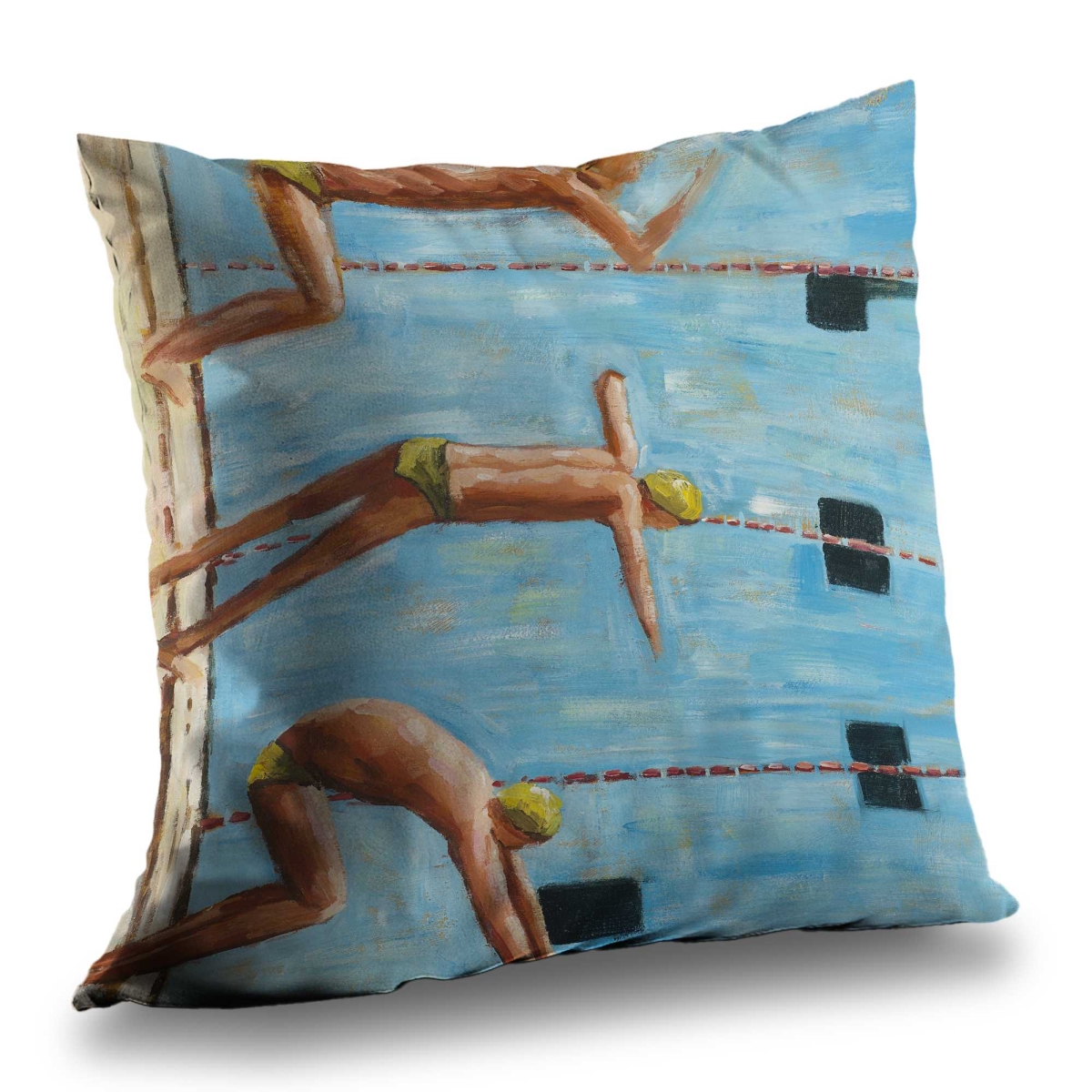 C1PC1414269WRD 14 x 14 in. Swimmers - Illustrative Man Cave Poly Twill Throw - Decor