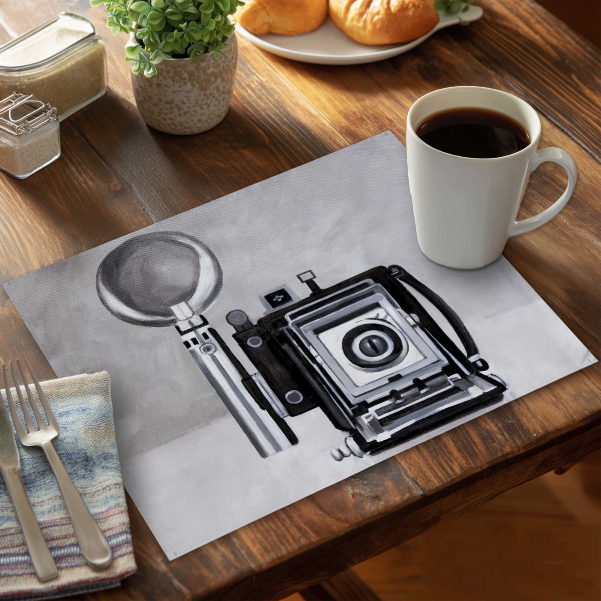 Picture of Begin Home Decor C6PP1418UK92RM 14 x 18 in. Antique Camera Polyester Placemat - Home Decor Accent - Set of 6