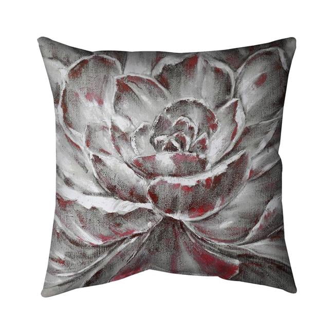 26 x 26 in. Grey & Pink Flower-Double Sided Print Indoor Pillow